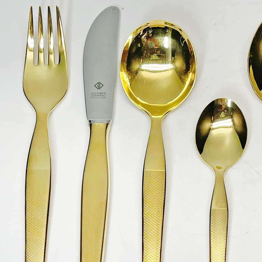 Solingen Germany 24k Gold Plated 7 Piece Table Setting