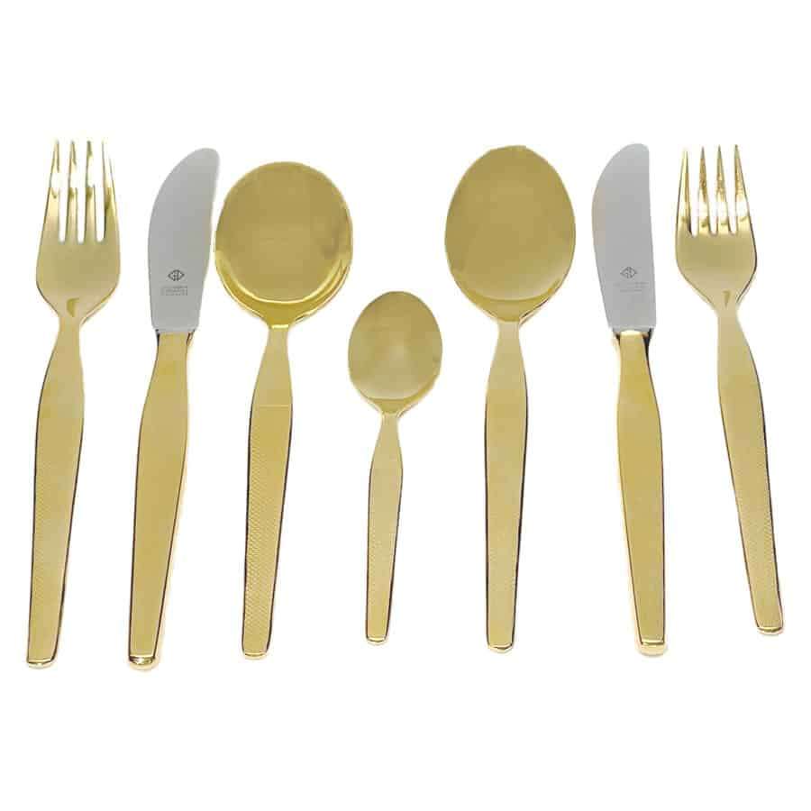 Solingen Germany 24k Gold Plated 7 Piece Table Setting