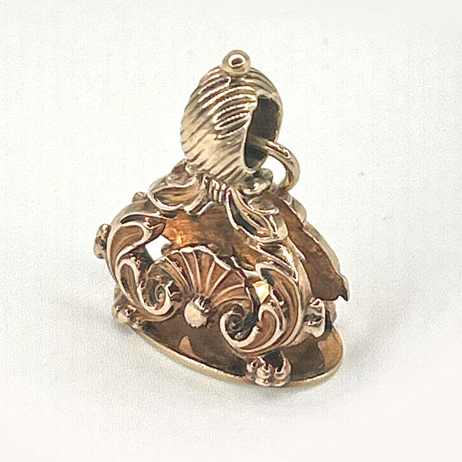 Victorian 9ct Gold Large Orante Fob Seal