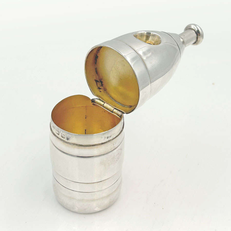 Victorian Hallmarked Silver Novelty Bottle Shaped Cigar Cutter Chester 1895