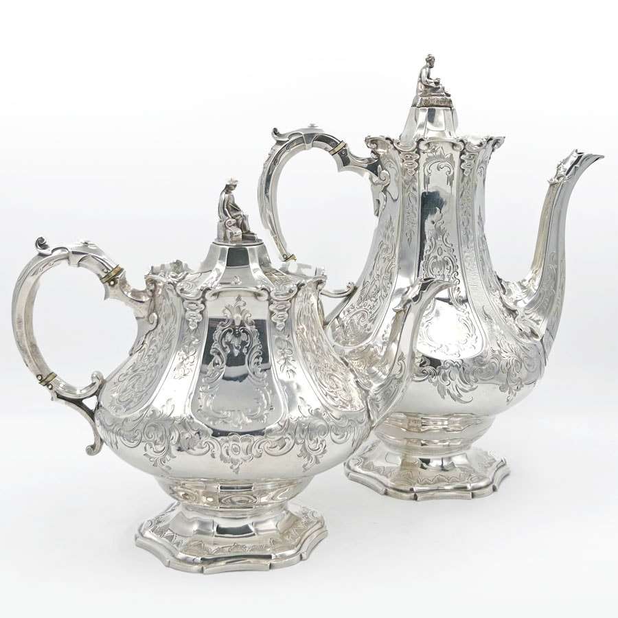 Victorian Hallmarked Silver Four Piece Tea Service London 1853 Barnard
