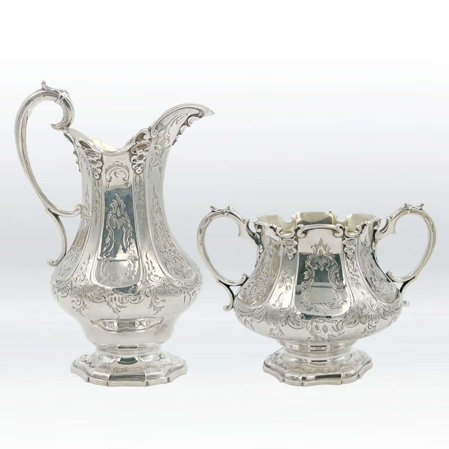 Victorian Hallmarked Silver Four Piece Tea Service London 1853 Barnard