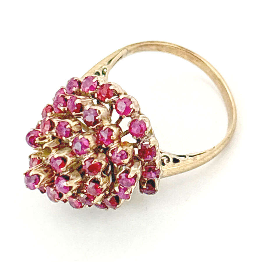 14ct Gold Ruby Cluster Cocktail Ring
