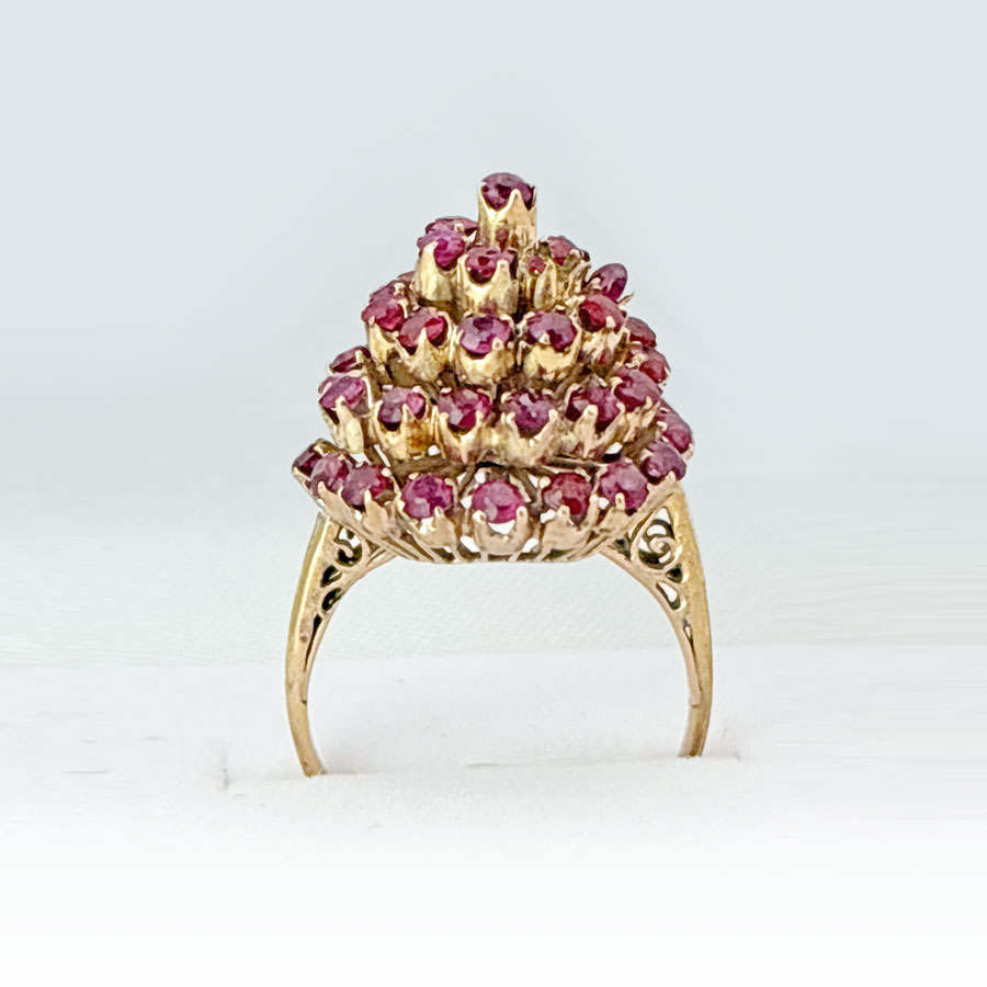 14ct Gold Ruby Cluster Cocktail Ring