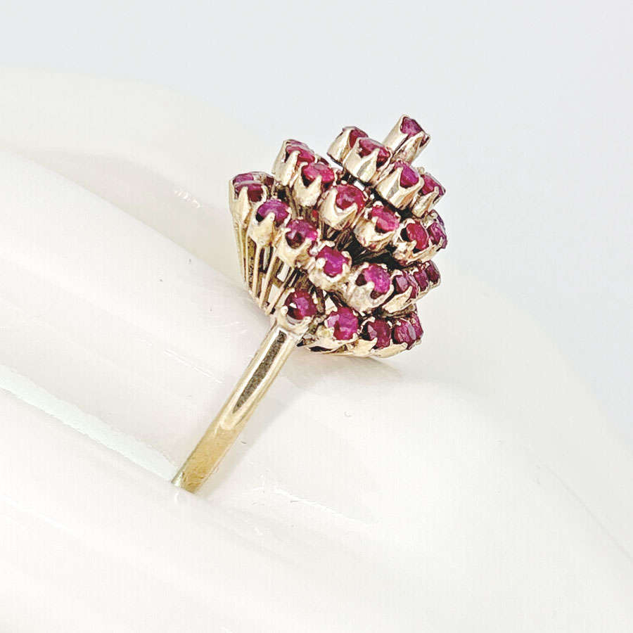 14ct Gold Ruby Cluster Cocktail Ring