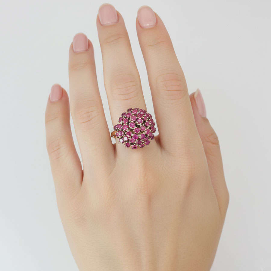 14ct Gold Ruby Cluster Cocktail Ring