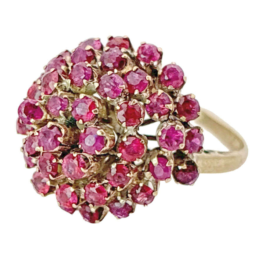 14ct Gold Ruby Cluster Cocktail Ring