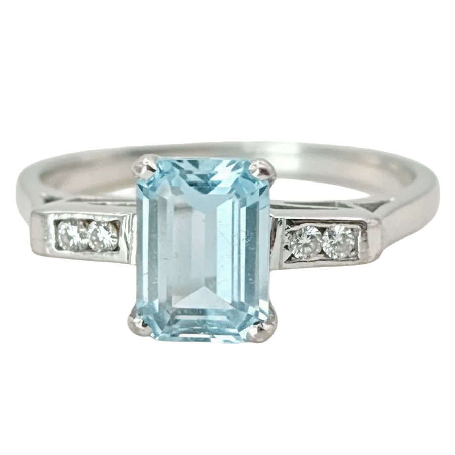 18ct White Gold Aquamarine Dress Ring C1940