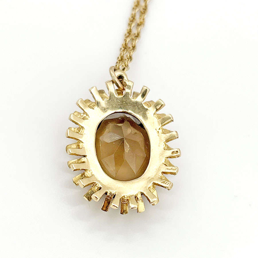 9ct Gold Smokey Topaz Pendant and Chain
