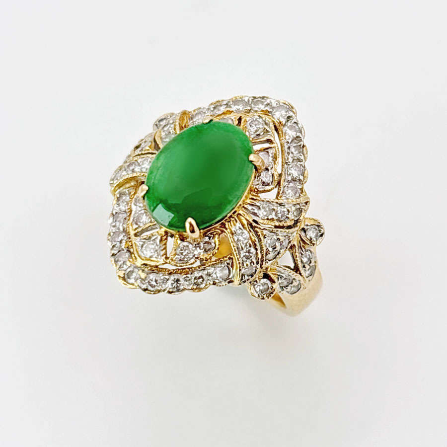18ct Gold Jade And Diamond Dress Ring