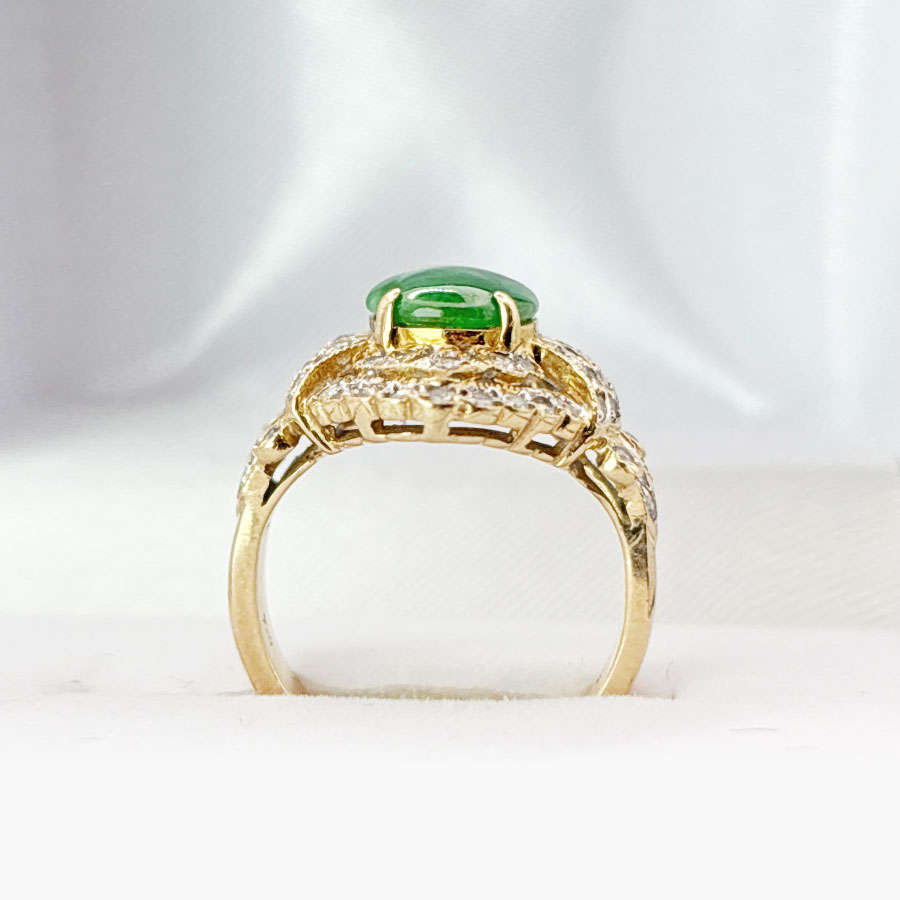 18ct Gold Jade And Diamond Dress Ring