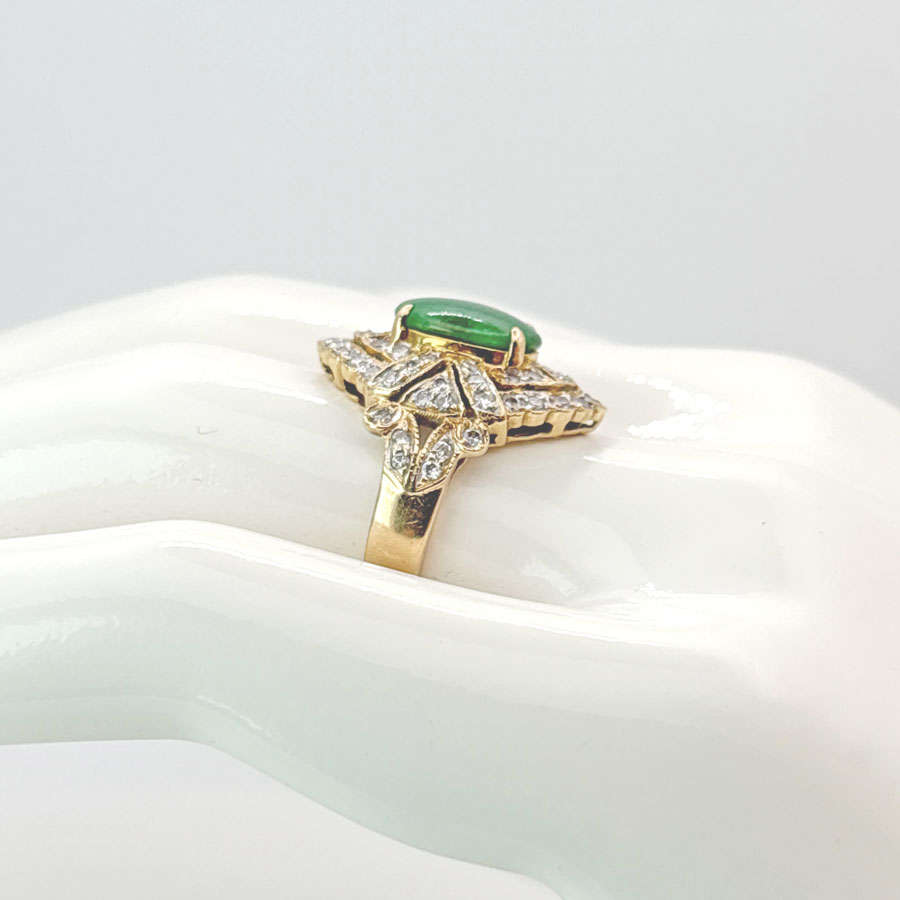 18ct Gold Jade And Diamond Dress Ring