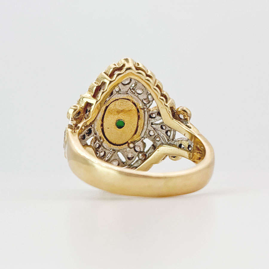 18ct Gold Jade And Diamond Dress Ring
