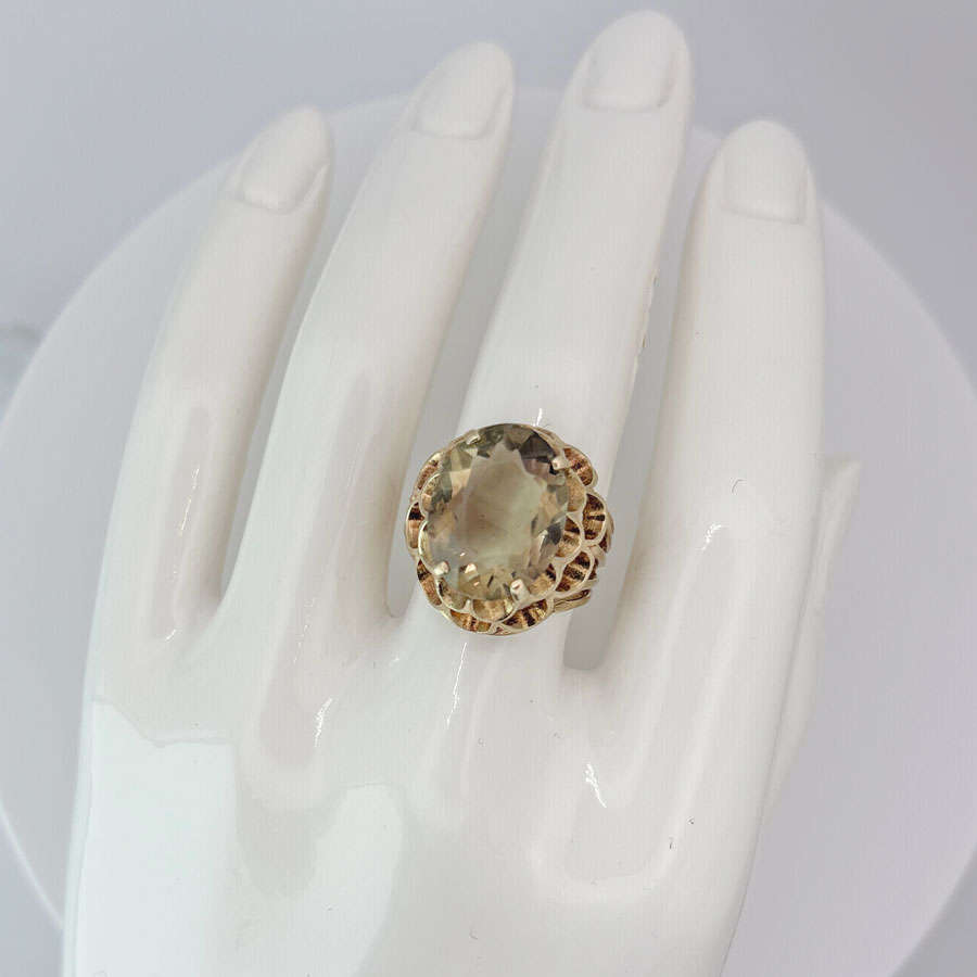 9ct Gold Smokey Topaz Ring Set In