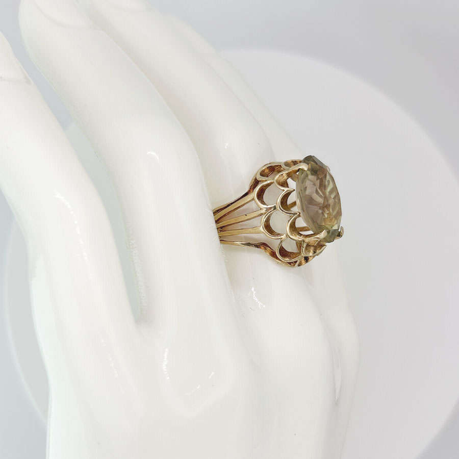 9ct Gold Smokey Topaz Ring Set In
