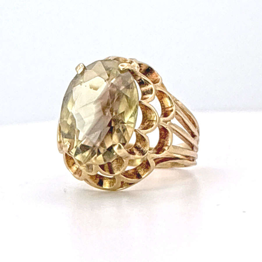 9ct Gold Smokey Topaz Ring Set In