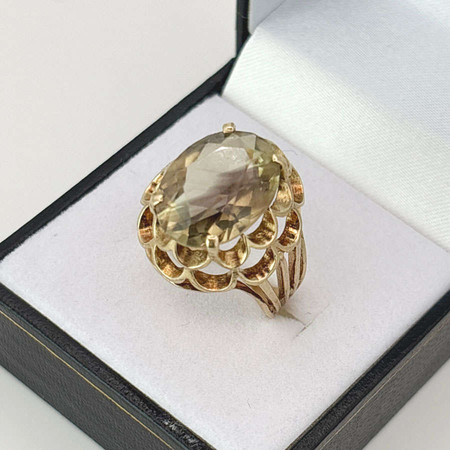 9ct Gold Smokey Topaz Ring Set In