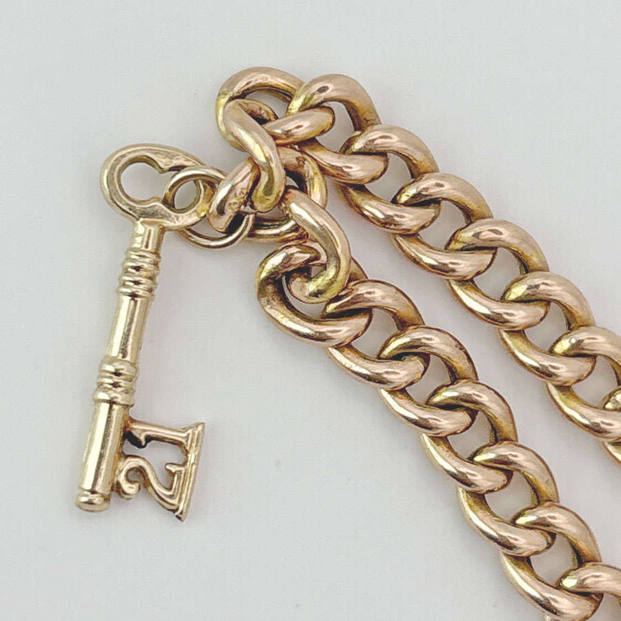 Victorian 9ct Gold Curb Chain Bracelet and Heart Padlock Clasp