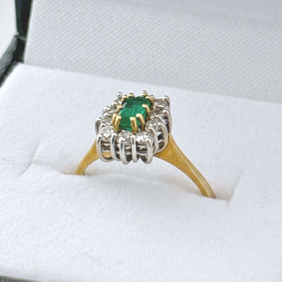 18ct Gold Emerald and Diamond Ring