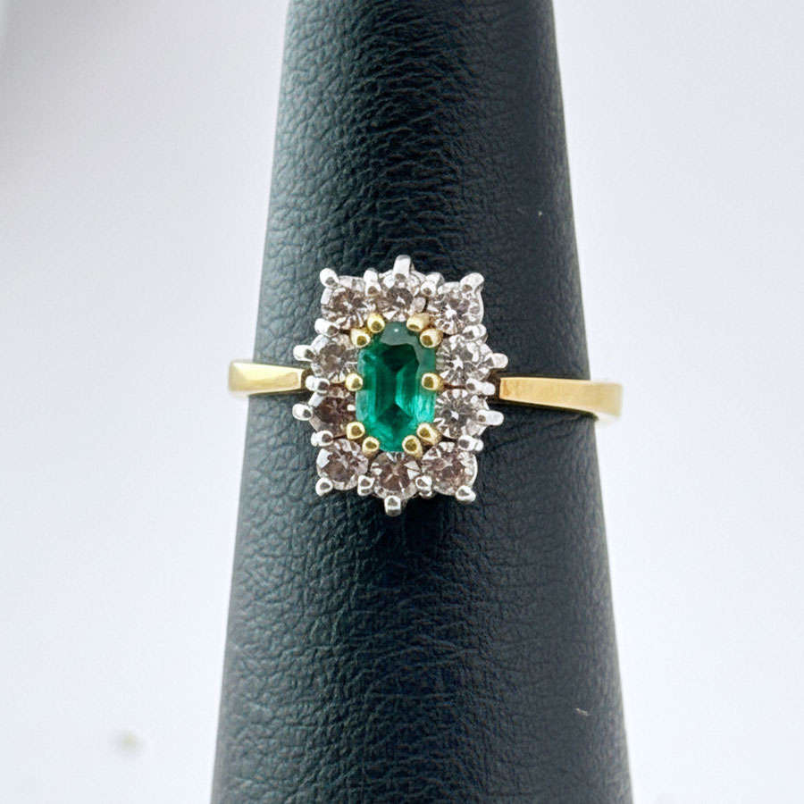 18ct Gold Emerald and Diamond Ring