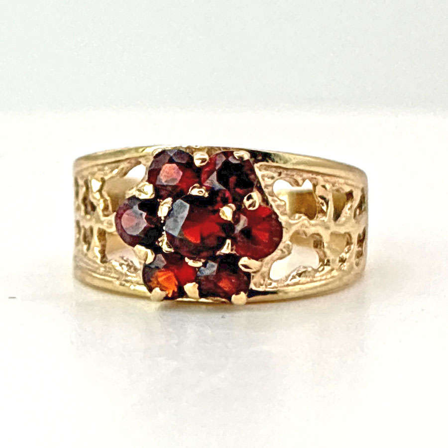 9ct Garnet and Diamond Daisy Friendship Ring