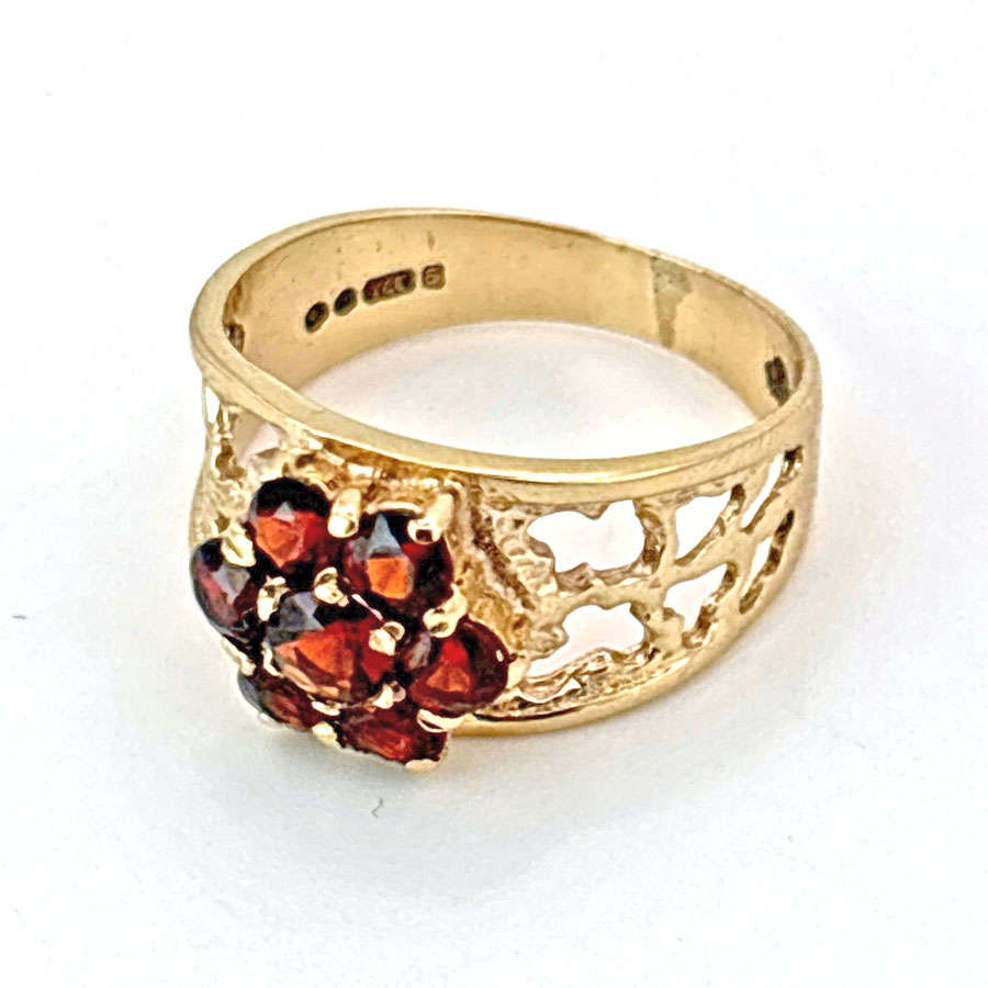 9ct Garnet and Diamond Daisy Friendship Ring