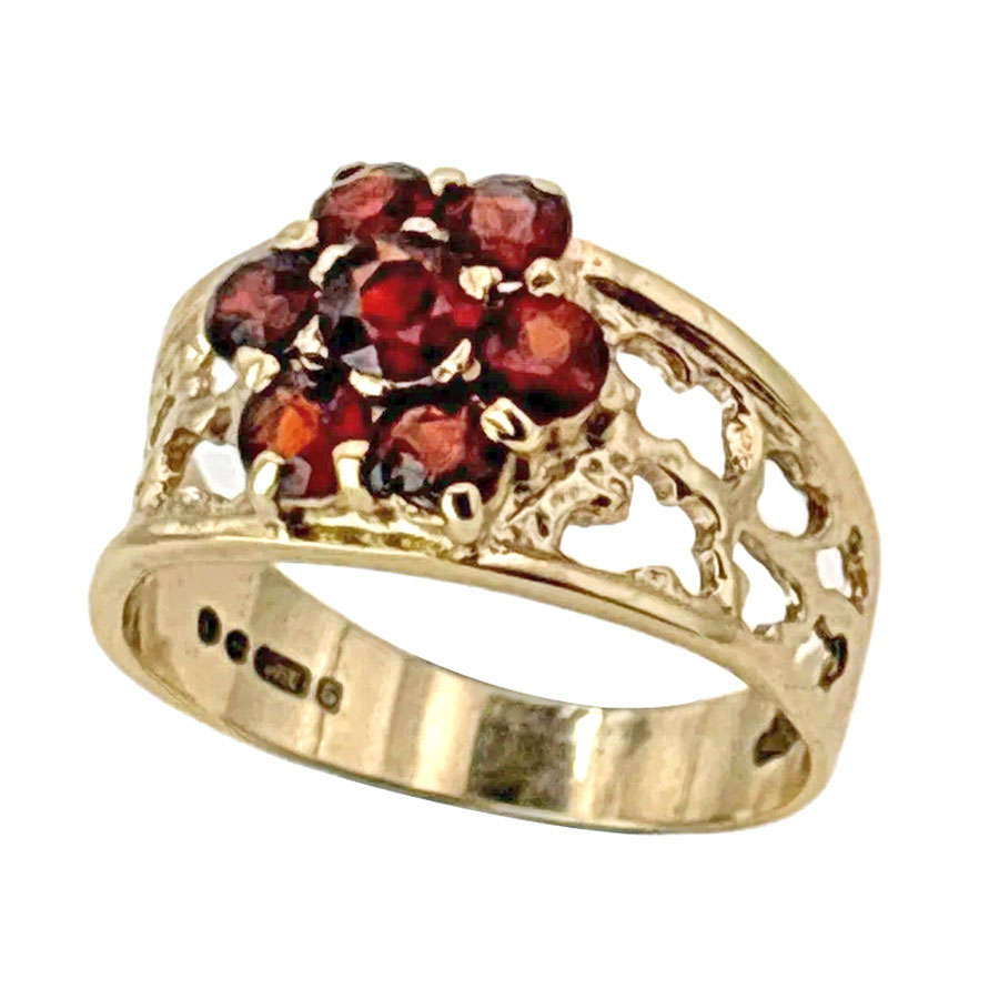 9ct Garnet and Diamond Daisy Friendship Ring