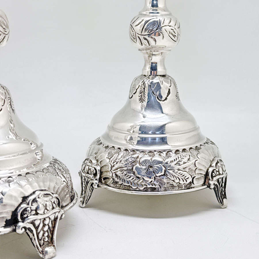 Hallmarked Silver Edward VII Pair Shabbat Candlesticks London 1915