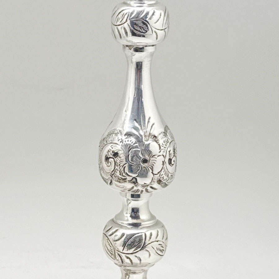Hallmarked Silver Edward VII Pair Shabbat Candlesticks London 1915