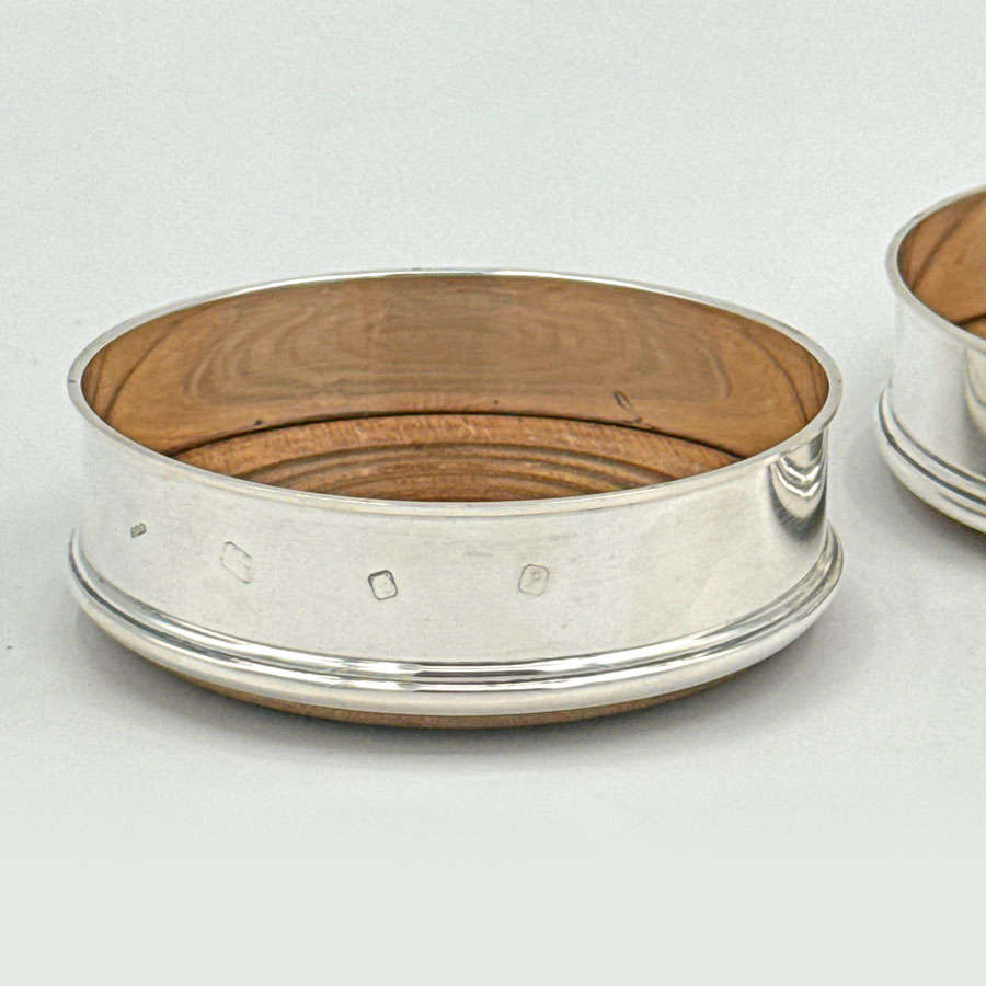 Pair Hallmarked Silver Wine Coaster London 1989
