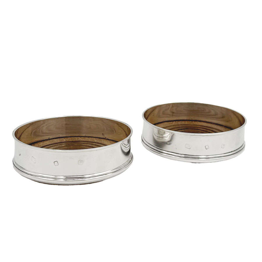 Pair Hallmarked Silver Wine Coaster London 1989