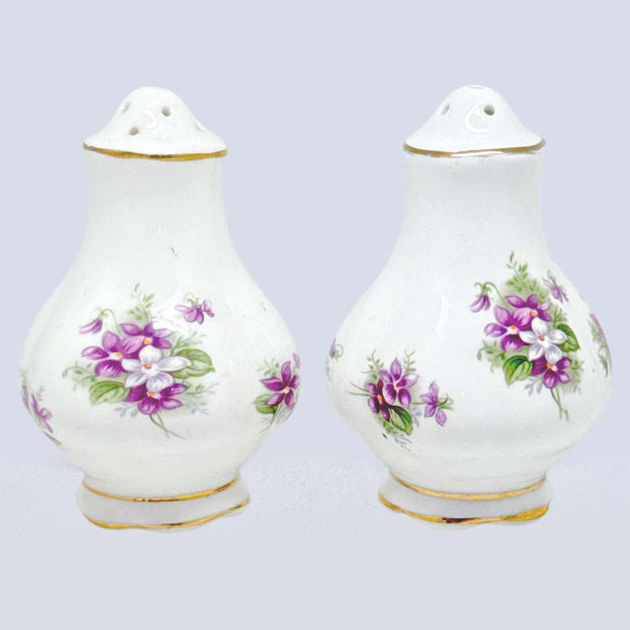 Royal Albert Sweet Violets Salt and Pepper Cellars
