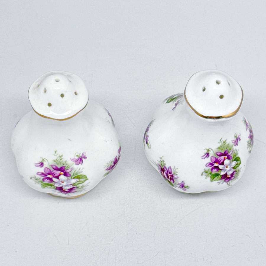 Royal Albert Sweet Violets Salt and Pepper Cellars