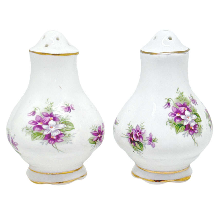 Royal Albert Sweet Violets Salt and Pepper Cellars