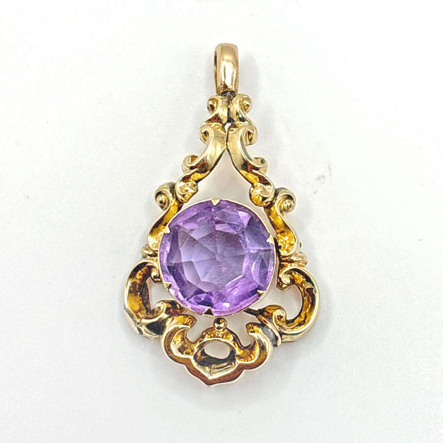 9ct Gold Victorian Amethyst Pendant