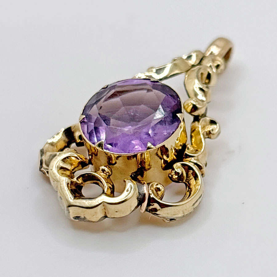 9ct Gold Victorian Amethyst Pendant