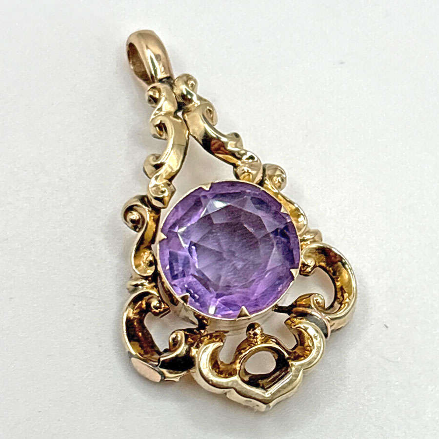9ct Gold Victorian Amethyst Pendant