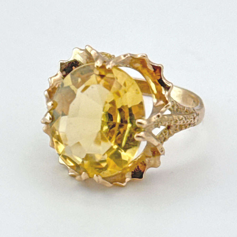 9ct Gold Smokey Topaz Cocktail Ring C1940