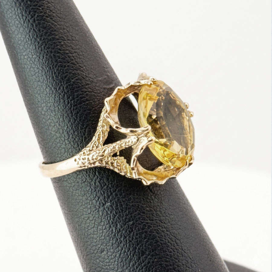 9ct Gold Smokey Topaz Cocktail Ring C1940