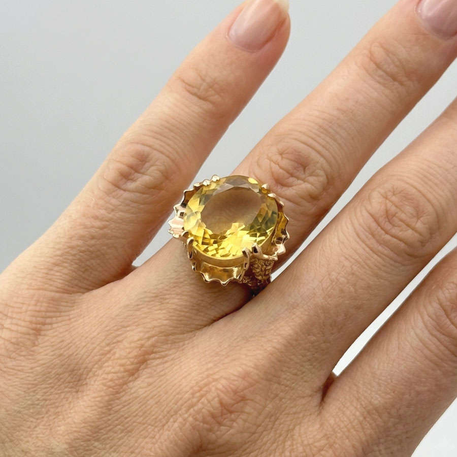 9ct Gold Smokey Topaz Cocktail Ring C1940