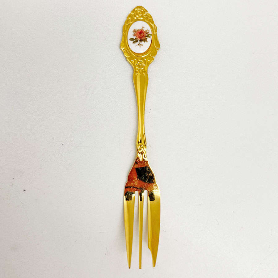 Eetrite 24ct Gold Plated Royal Albert Dark Rose Tea and Cake Fork Set