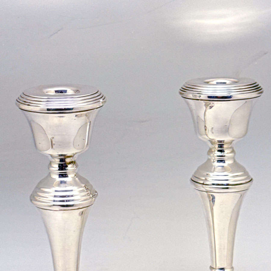 Hallmarked Silver Pair Candlesticks Birmingham 1950