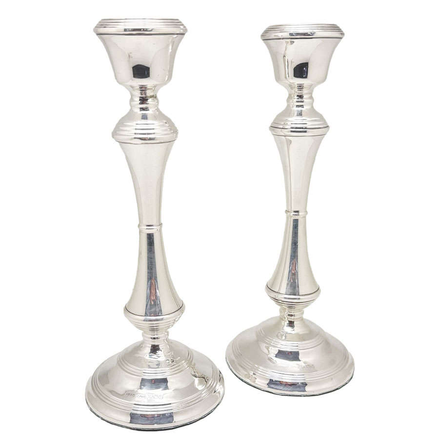 Hallmarked Silver Pair Candlesticks Birmingham 1950