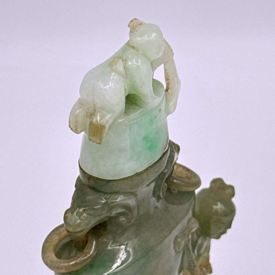 Jade Chinese Carved Serpentine Snuff Bottle 20th