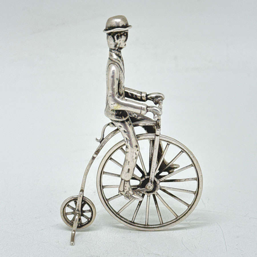Miniature Hallmarked Silver 835 Standard Penny Farthing C1920