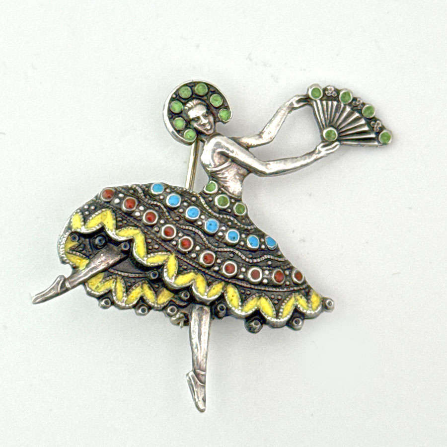 Candida Sterling Silver And Enamel Ballet Dancer Brooch