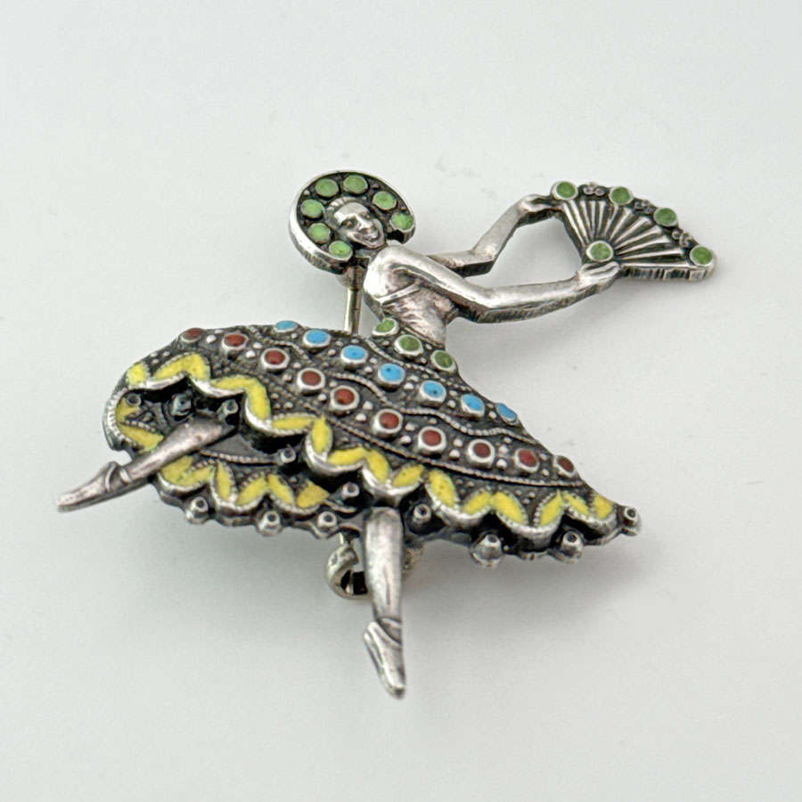 Candida Sterling Silver And Enamel Ballet Dancer Brooch