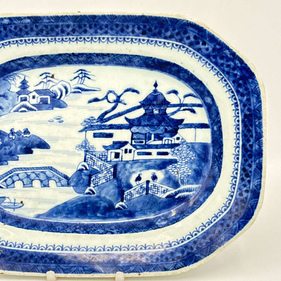 Chinese Blue and White Willow Pattern Nankeen Platter C1780