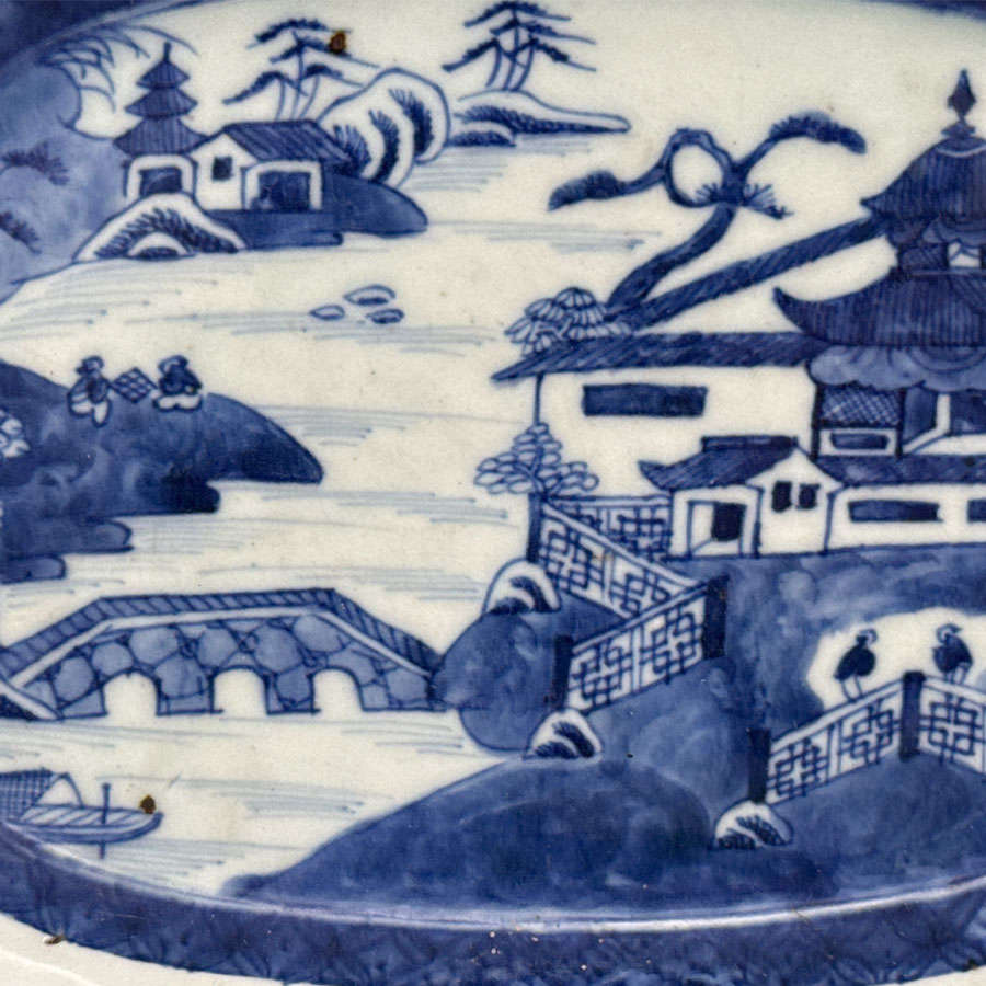Chinese Blue and White Willow Pattern Nankeen Platter C1780
