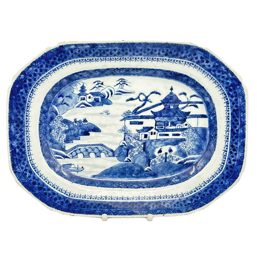 Chinese Blue and White Willow Pattern Nankeen Platter C1780